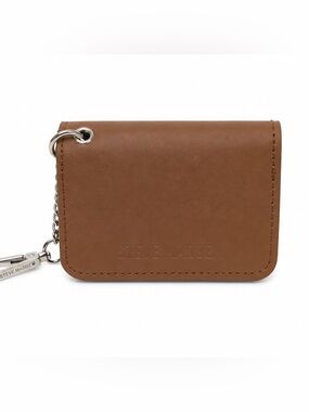 Steve Madden Brown Faux Leather Card & Key Wallet with Metal Clip